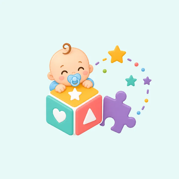 Bébé avec cube éducatif TAZZANT
