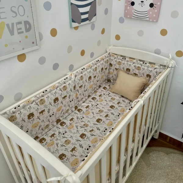 Ensemble Tour de Lit, Oreiller et Matelas pour bébé – marron