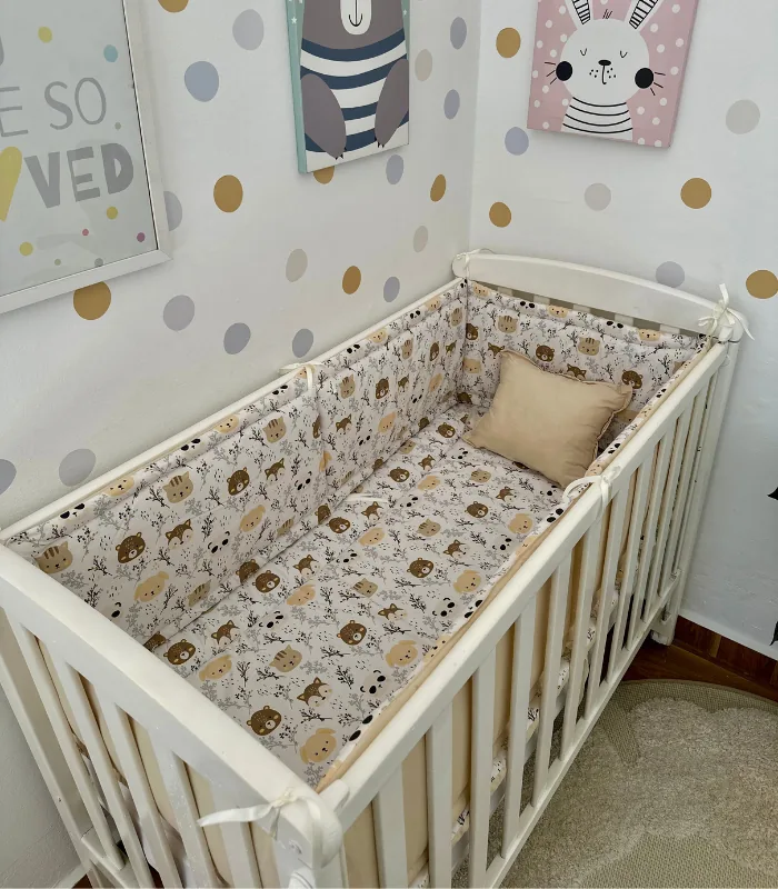 Ensemble literie bébé motif animaux de la forêt – marron 60 × 120 cm – vue principale