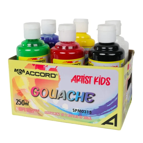 Gouache 250ml mix couleur presentoir 6 Accord