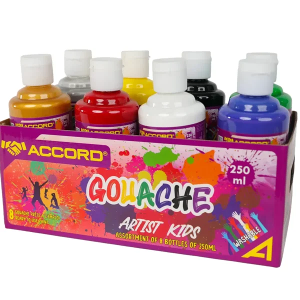 Gouache 250ml 6+2 presentoir Accord