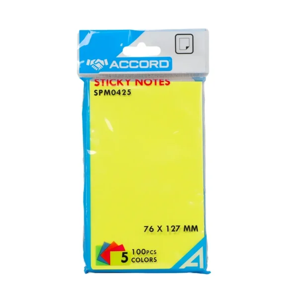 Post it 76*127 5 couleurs 100F fluo Accord