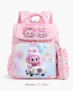Sac à dos scolaire Balade en voiture avec trousse – Rose pastel – vue principale