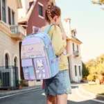 Sac à dos scolaire Bunny à oreilles – Bleu – vue détaillée 2