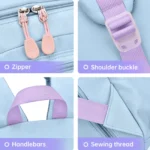 Sac à dos scolaire Bunny à oreilles – Bleu – vue détaillée 6