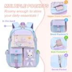 Sac à dos scolaire Bunny à oreilles – Bleu – vue détaillée 7