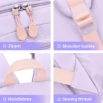 Sac à dos scolaire Bunny à oreilles – Mauve – vue détaillée 3