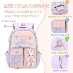 Sac à dos scolaire Bunny à oreilles – Mauve – vue détaillée 6