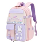 Sac à dos scolaire Bunny à oreilles – Rose – vue principale