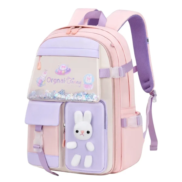 Sac à dos scolaire Bunny à oreilles – Rose