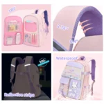 Sac à dos scolaire Bunny à oreilles – Rose – vue détaillée 3