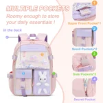 Sac à dos scolaire Bunny à oreilles – Rose – vue détaillée 7