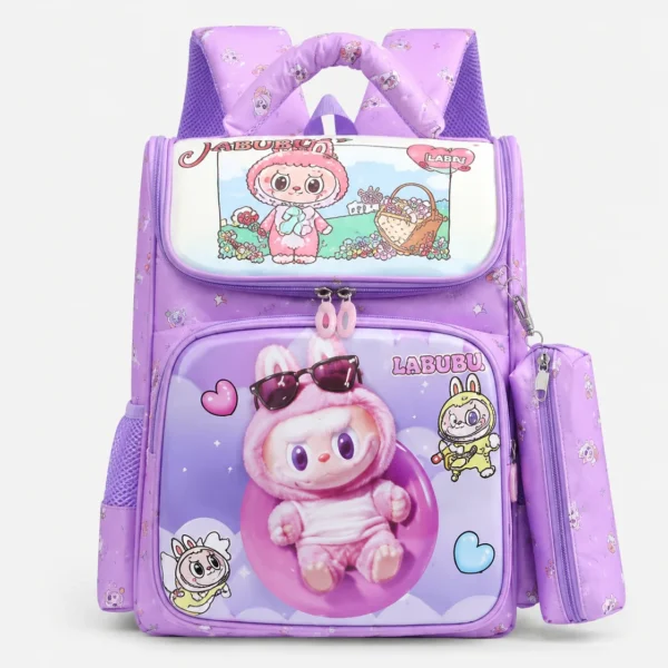 Sac à dos scolaire Lapin à lunettes avec trousse – Violet