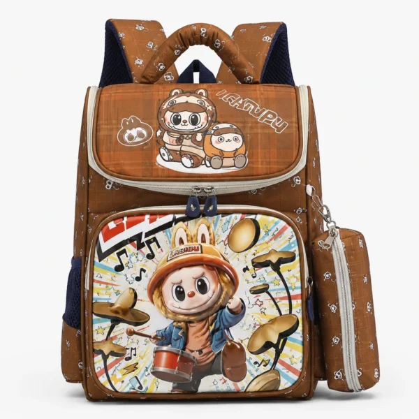 Sac à dos scolaire Mélodie avec trousse – Marron