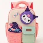 Sac à dos scolaire personnage espiègle – Corail et menthe – vue principale